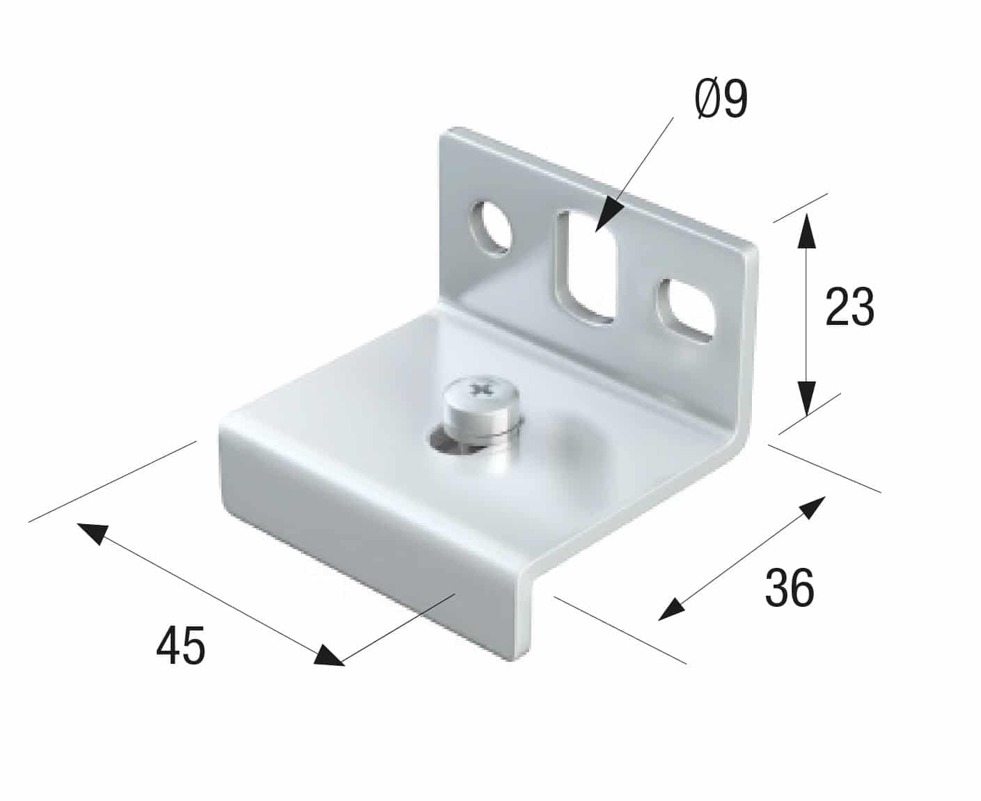 Series 20 Face Fixing Track Support Bracket For Aluminium Top Track