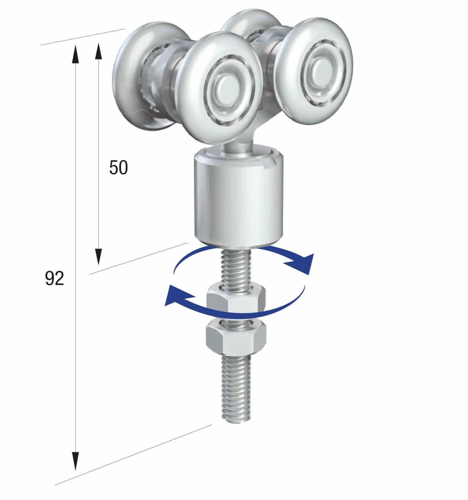 Series 20 Single Axle Rotating Steel Wheel Hanger, M8 X 46mm Pin, 35Kg ...